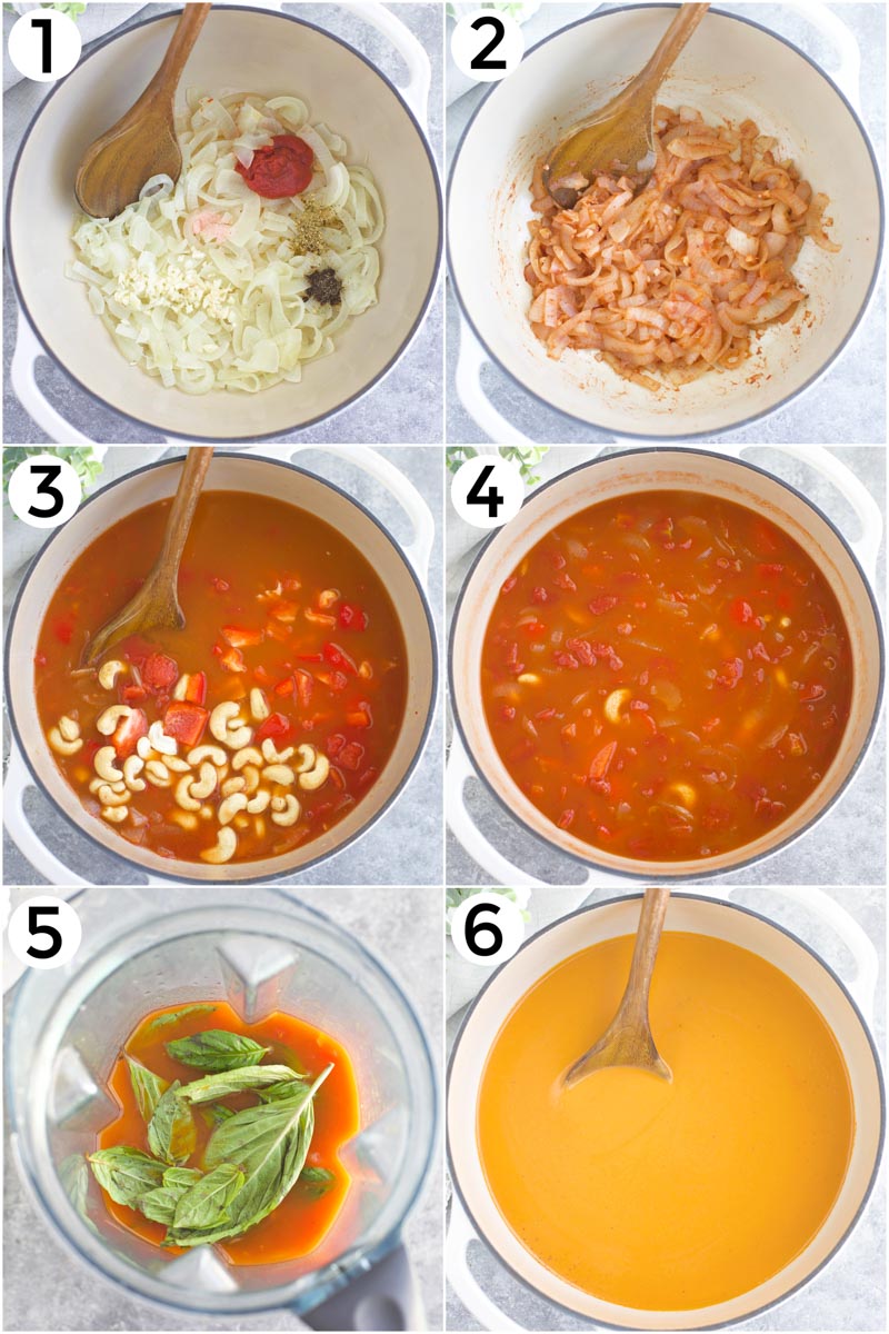 A collage of photos showing how to make the recipe in 6 easy steps. 