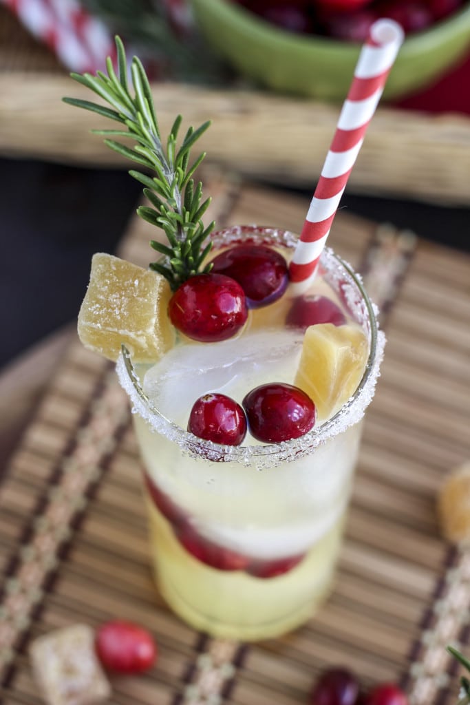 how to garnish a cranberry ginger margarita
