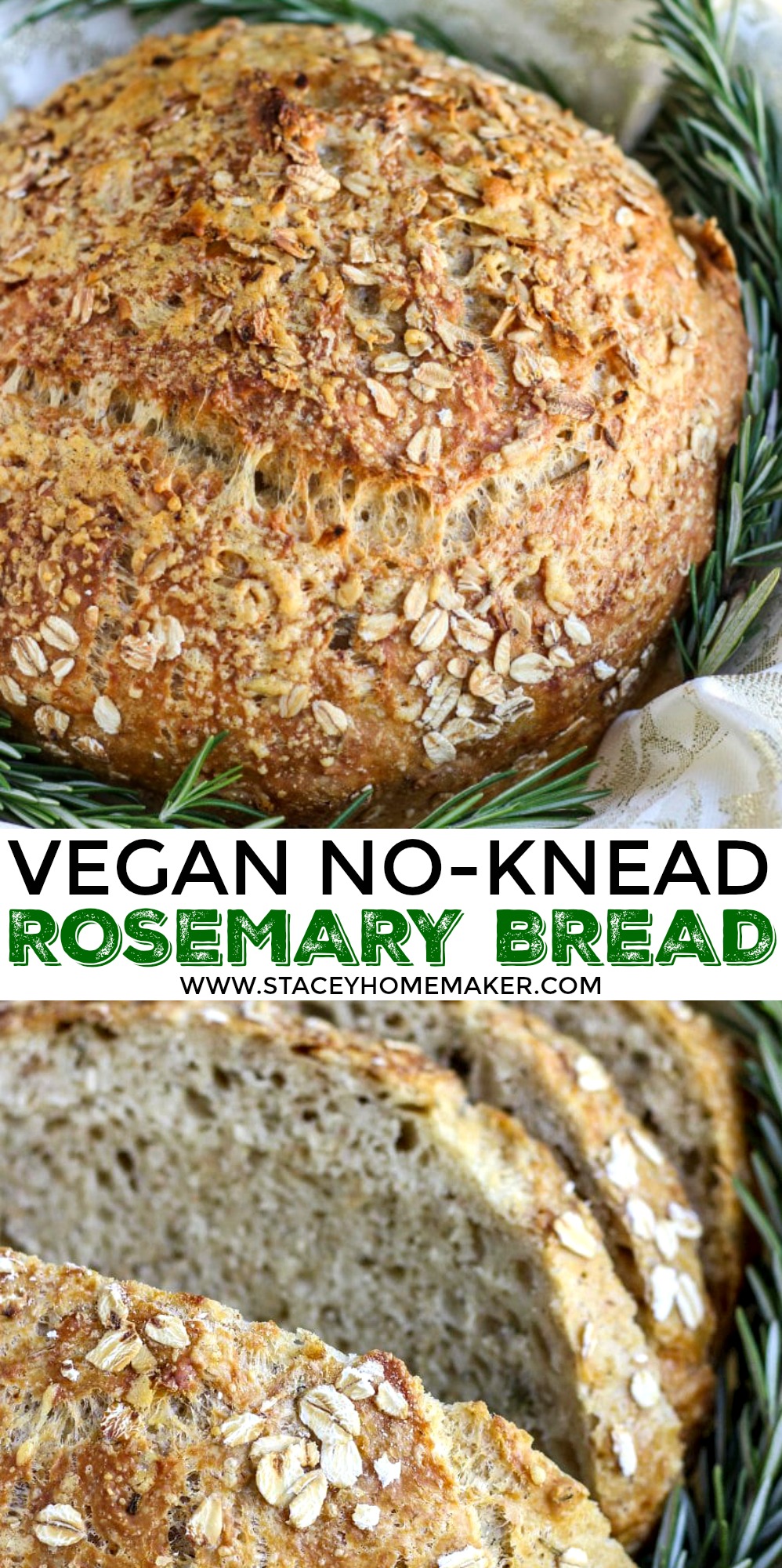 NoKnead Vegan Rosemary Bread Stacey Homemaker