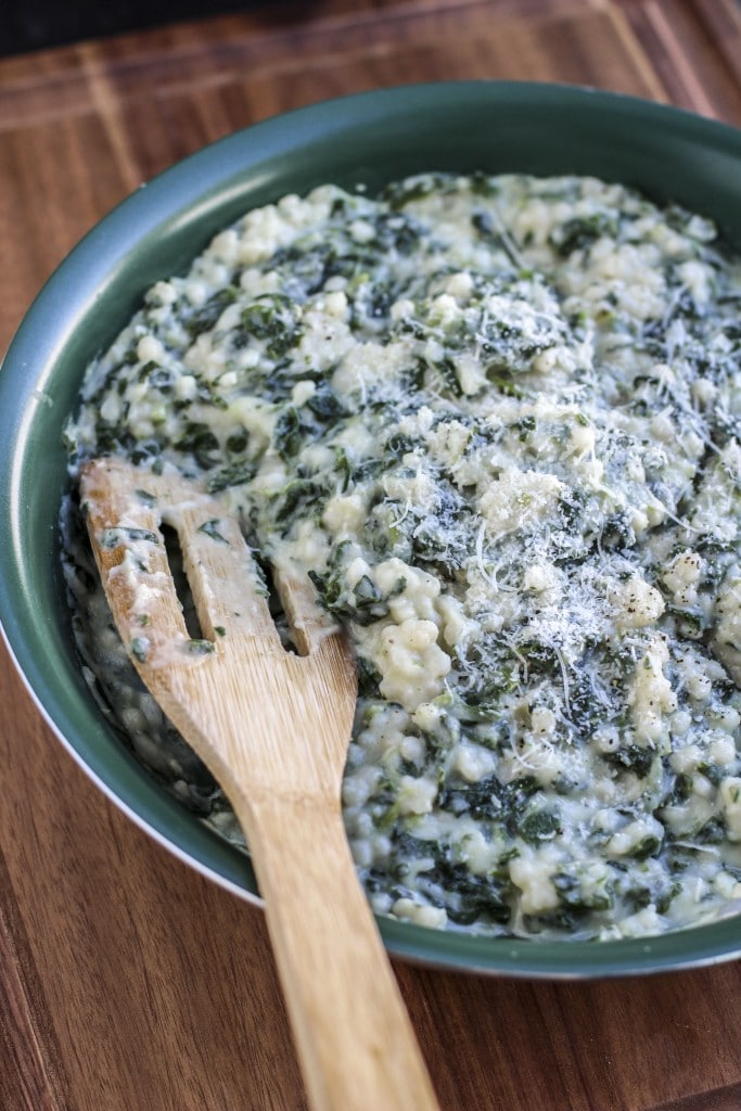 Creamy Cauliflower Spinach Pearl Couscous - Stacey Homemaker
