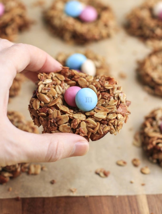 Recipe for Easter egg granola bird nests, and a craft tutorial for easter basket puzzle hunt + printable!