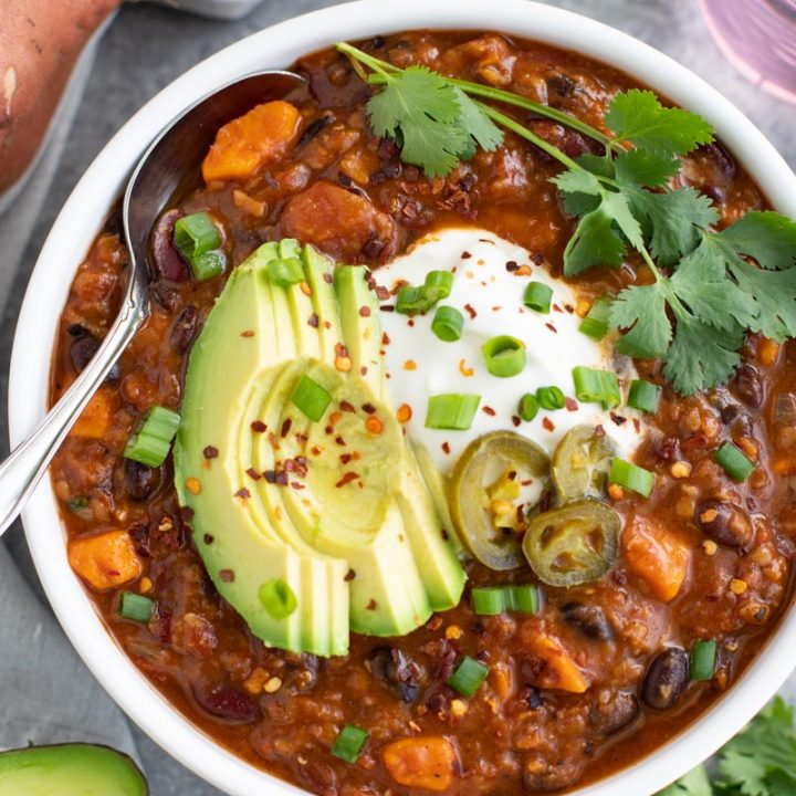 Vegan Sweet Potato Lentil Chili - Stacey Homemaker