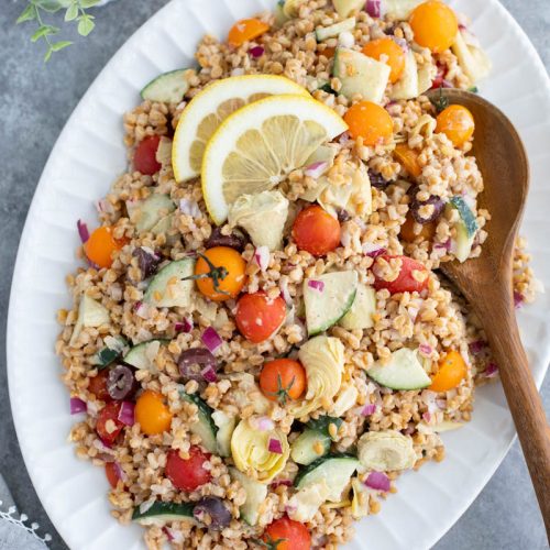 Vegan Summer Wheat Berry Salad - Stacey Homemaker