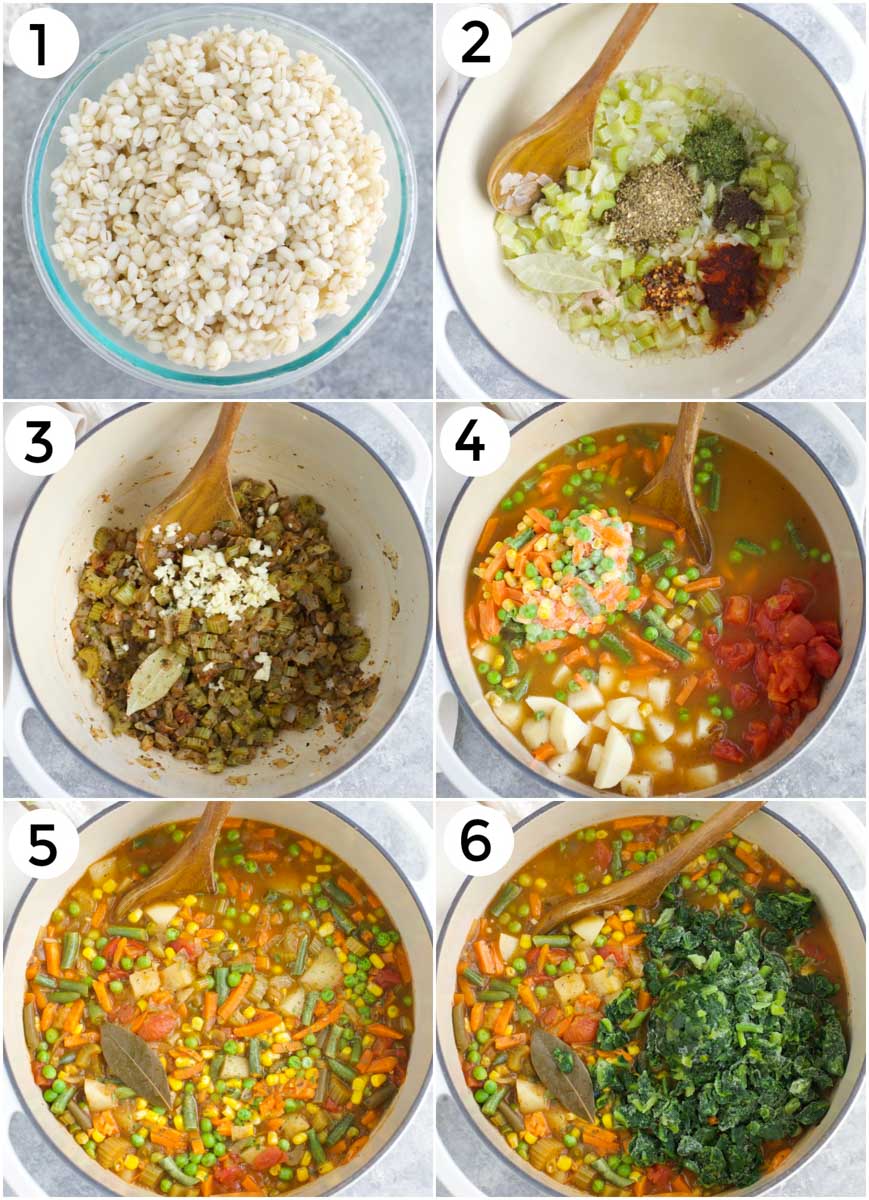 A photo collage showing how to make the recipe in 6 easy steps.