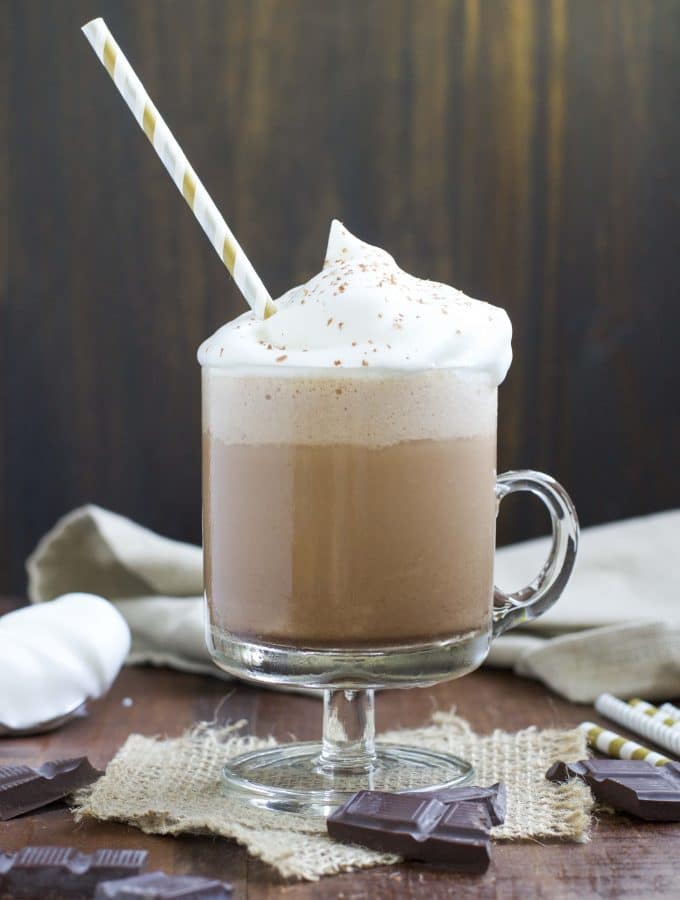 This Starbucks mocha frappuccino copycat recipe is my go-to drink when I'm craving a healthy afternoon caffeine boost. Creamy coconut milk, aquafaba whipped cream and NO added sugar!