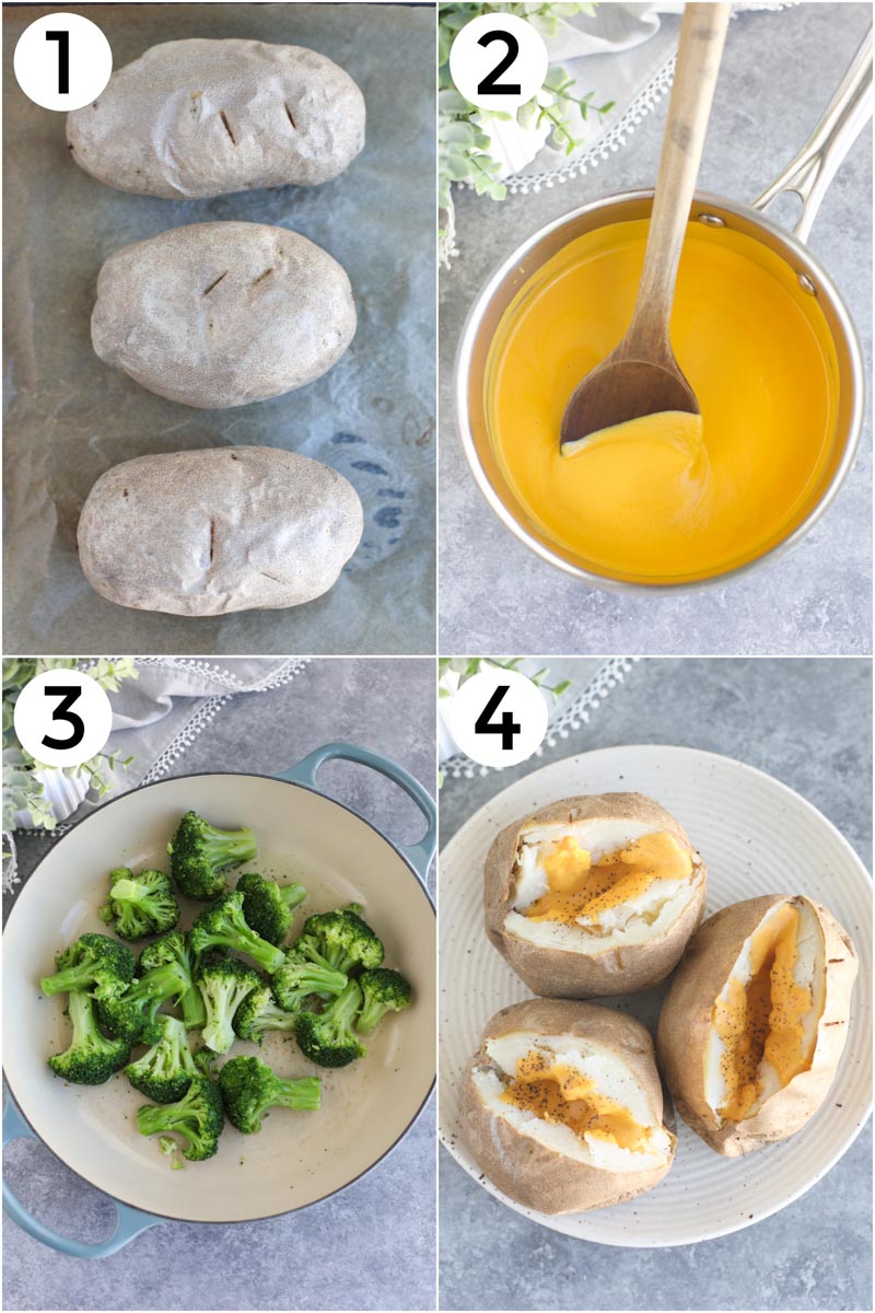 A collage of photos showing how to make the recipe in 4 easy steps. 