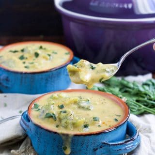 If you're having a cheese craving, you NEED to try this vegan broccoli cheese soup recipe! It's so cheesy and creamy...pure comfort food! Dairy-free & gluten-free.