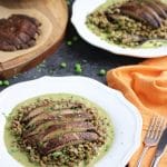 I had these delicious roasted portobello mushrooms with green pea pesto lentils for dinner on a Disney cruise. The recipe turned out even better at home! It's omnivore and vegan approved and ready in 30 minutes! Vegan, dairy-free & gluten-free.