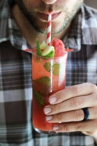 Fresh watermelon juice gives the classic Moscow mules recipe just a touch of sweetness & tons of summer flavor! Vegan.