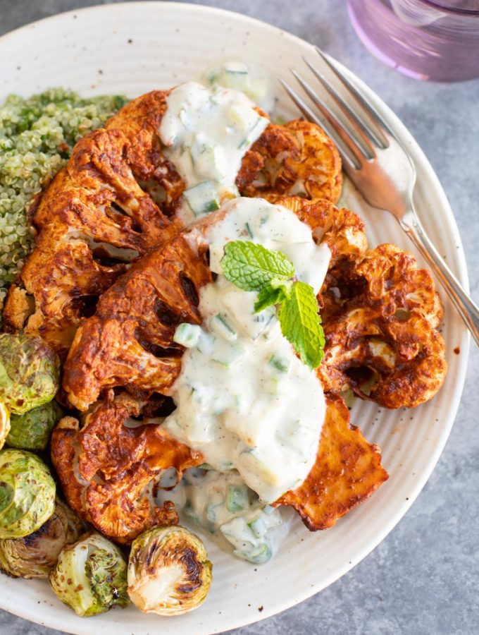 Lemon garlic cauliflower steaks are crispy on the edges and buttery soft in the middle! This is a quick and healthy dinner that everyone will love!