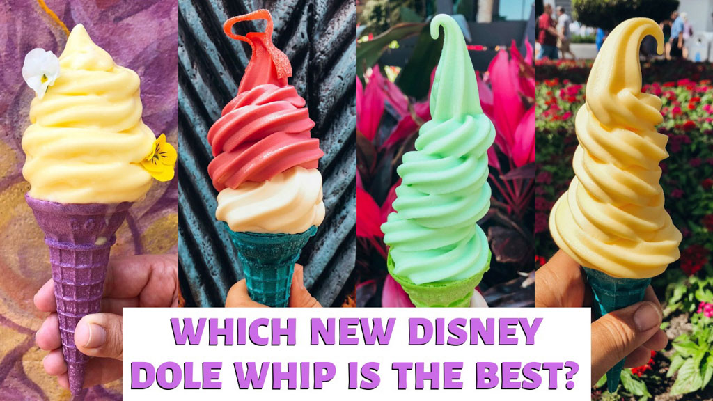 A collage of new ice cream dole whips at the Magic Kingdom. 