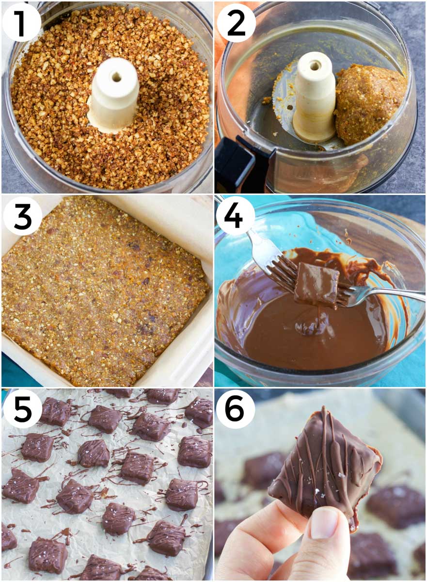 A photo collage showing how to make mango candy in 6 easy steps.