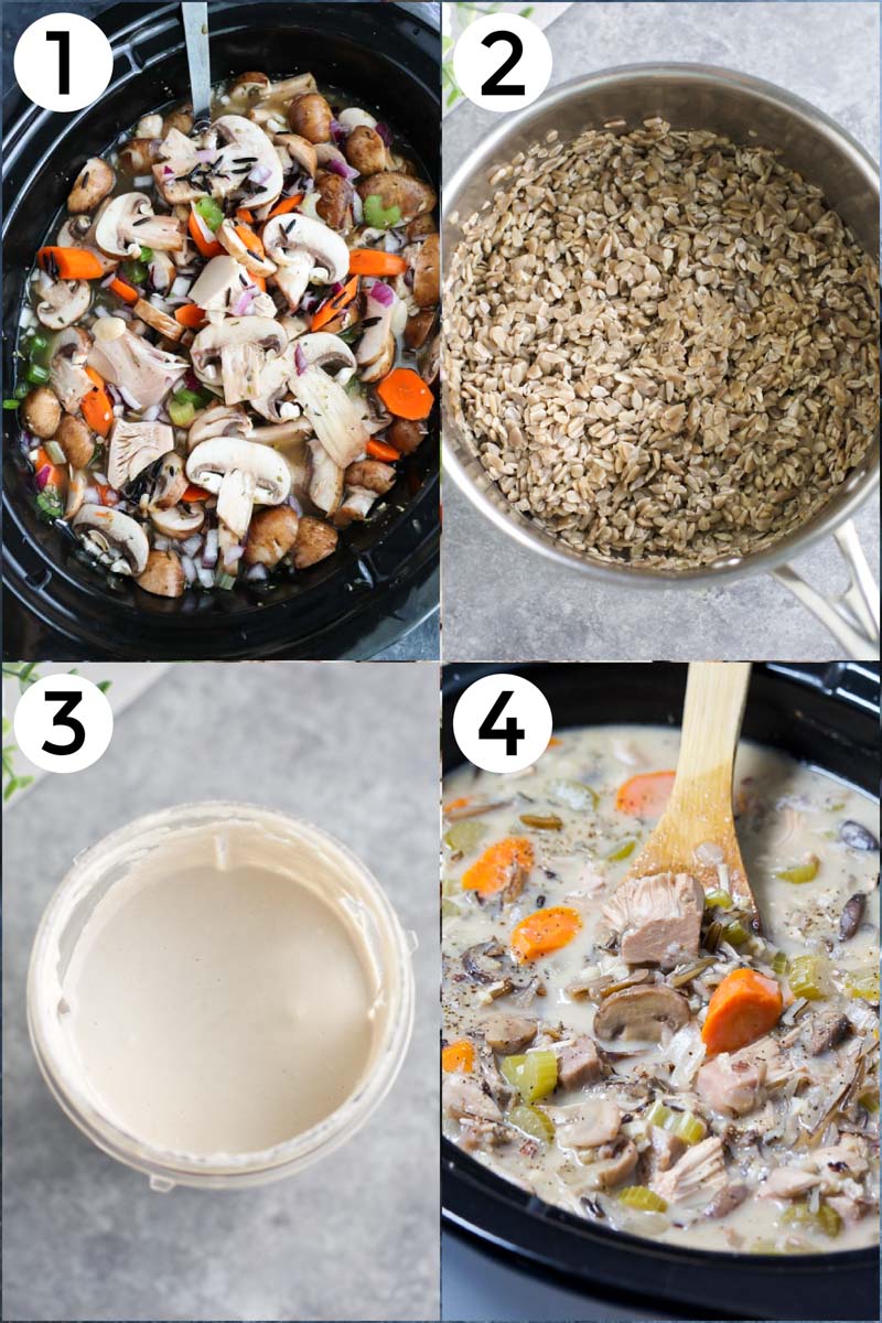 A collage of photos showing how to make the recipe in 4 easy steps.