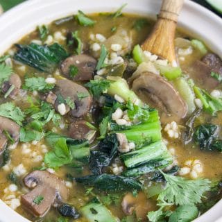 Vegan Bok Choy Mushroom Barley Soup