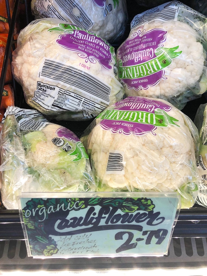 Multiple heads of organic cauliflower for $2.79 each at Trader Joe's. 