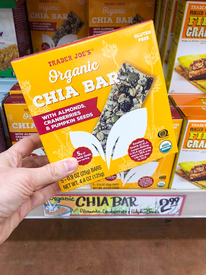 Box of (5) organic chia bars for $2.99 at Trader Joe's. 