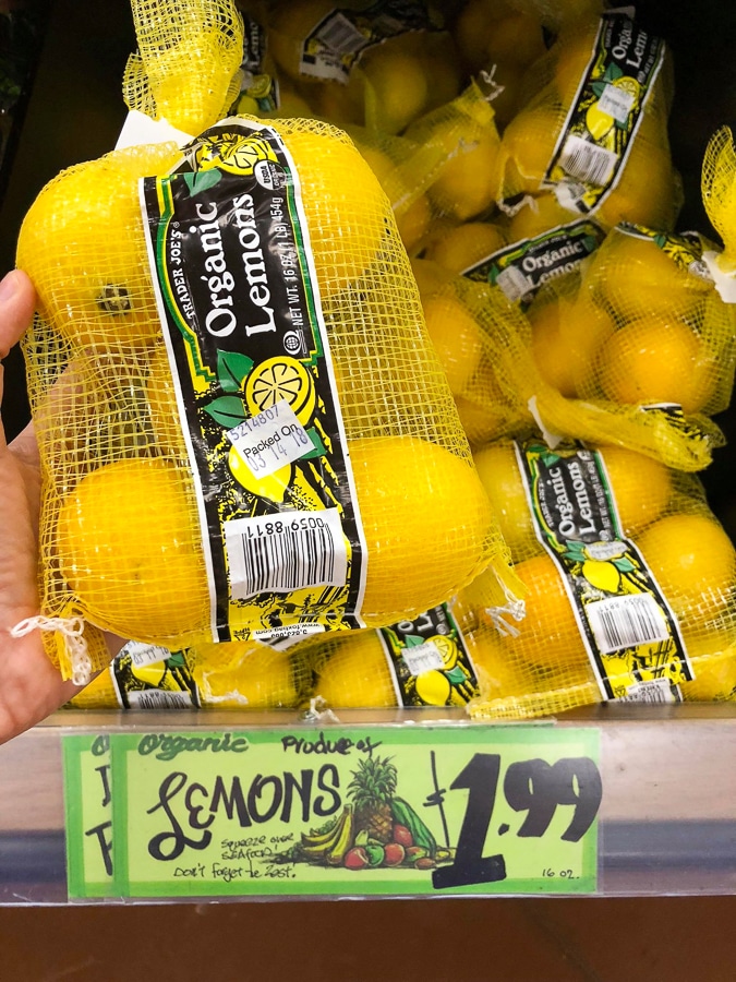 Mesh bag of organic lemons at Trader Joe's for $1.99.