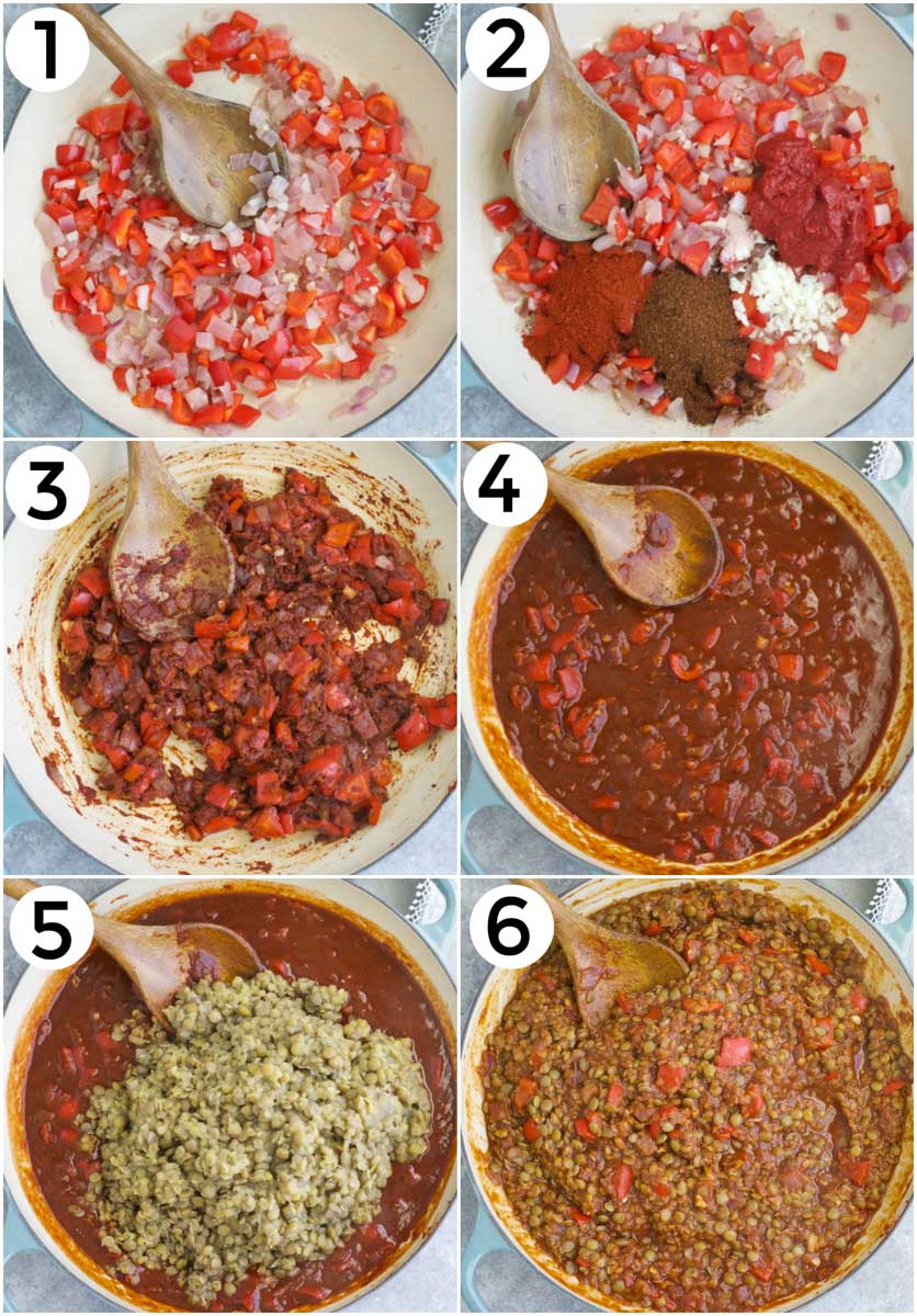 A photo collage showing how to make the recipe step by step. 