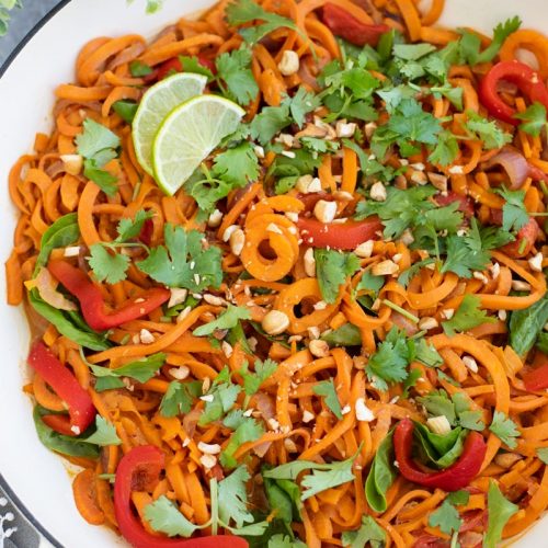 Spiralized Sweet Potato Noodles - Wife Mama Foodie