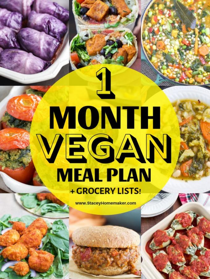 1 Month Vegan Meal Plan + Printable Vegan Grocery List PDF