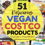 A photo collage showing 51 vegan products at Costco.
