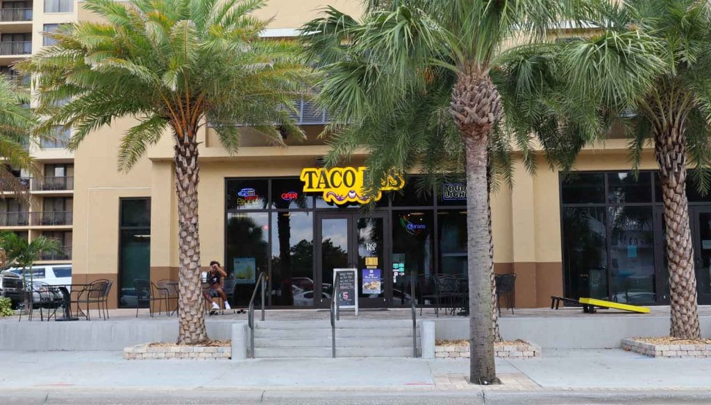 The entrance to Taco Bus on Clearwater Beach, Florida. 