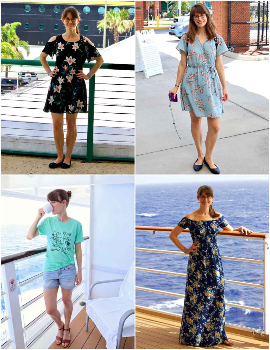 A young woman modeling Disney cruise outfit ideas on the Disney Fantasy. 