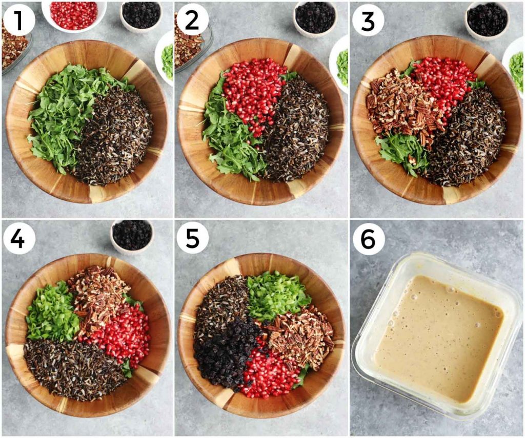 A photo collage showing how to make the recipe in 6 easy steps. 