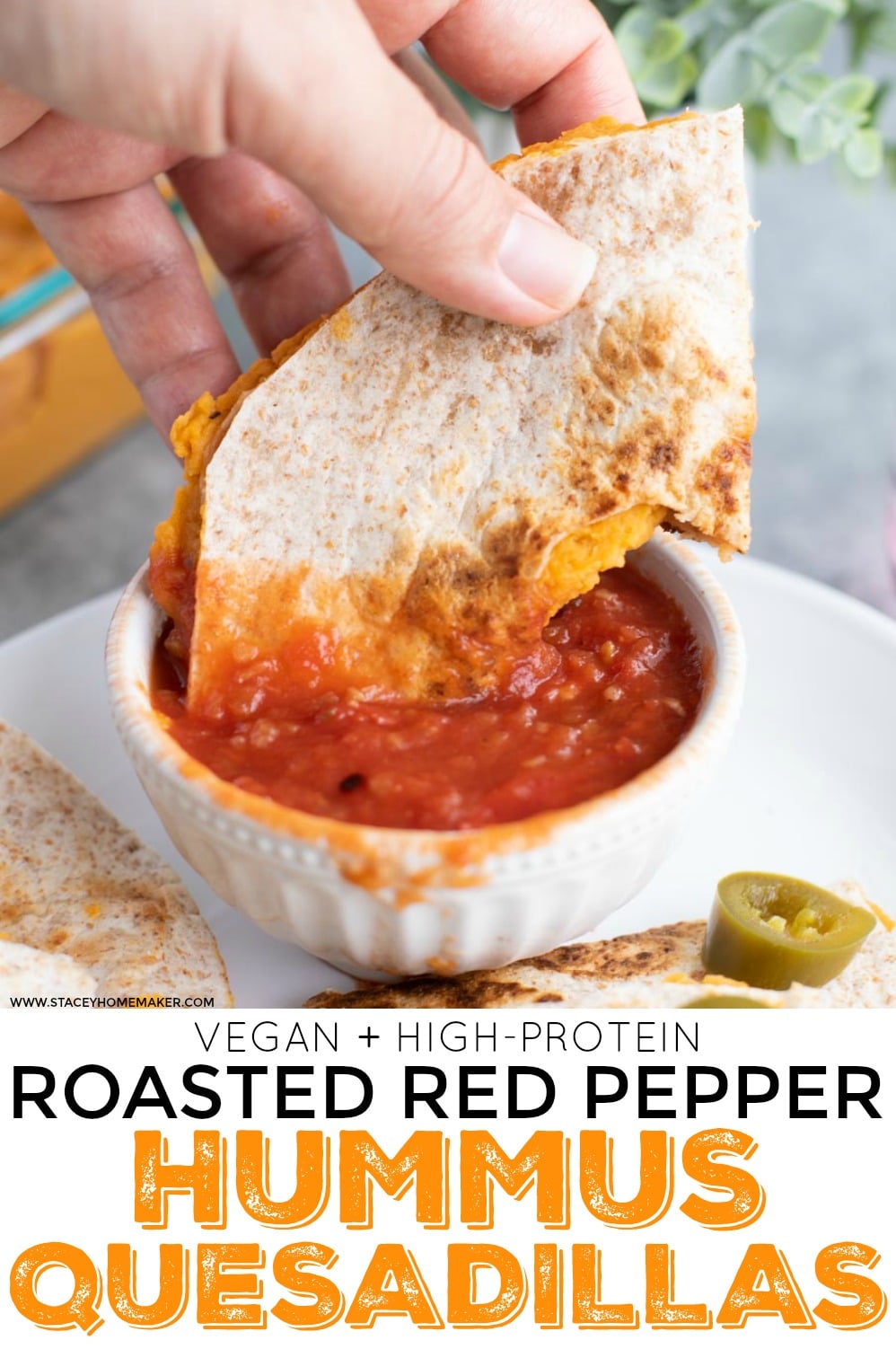 Vegan Roasted Red Pepper Hummus Quesadillas Stacey Homemaker