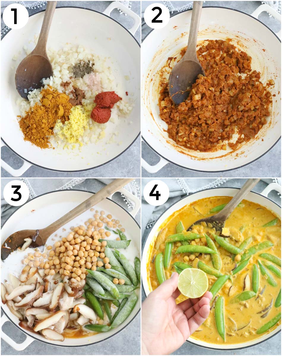 A collage of photos showing how to make the recipe in 4 easy steps.