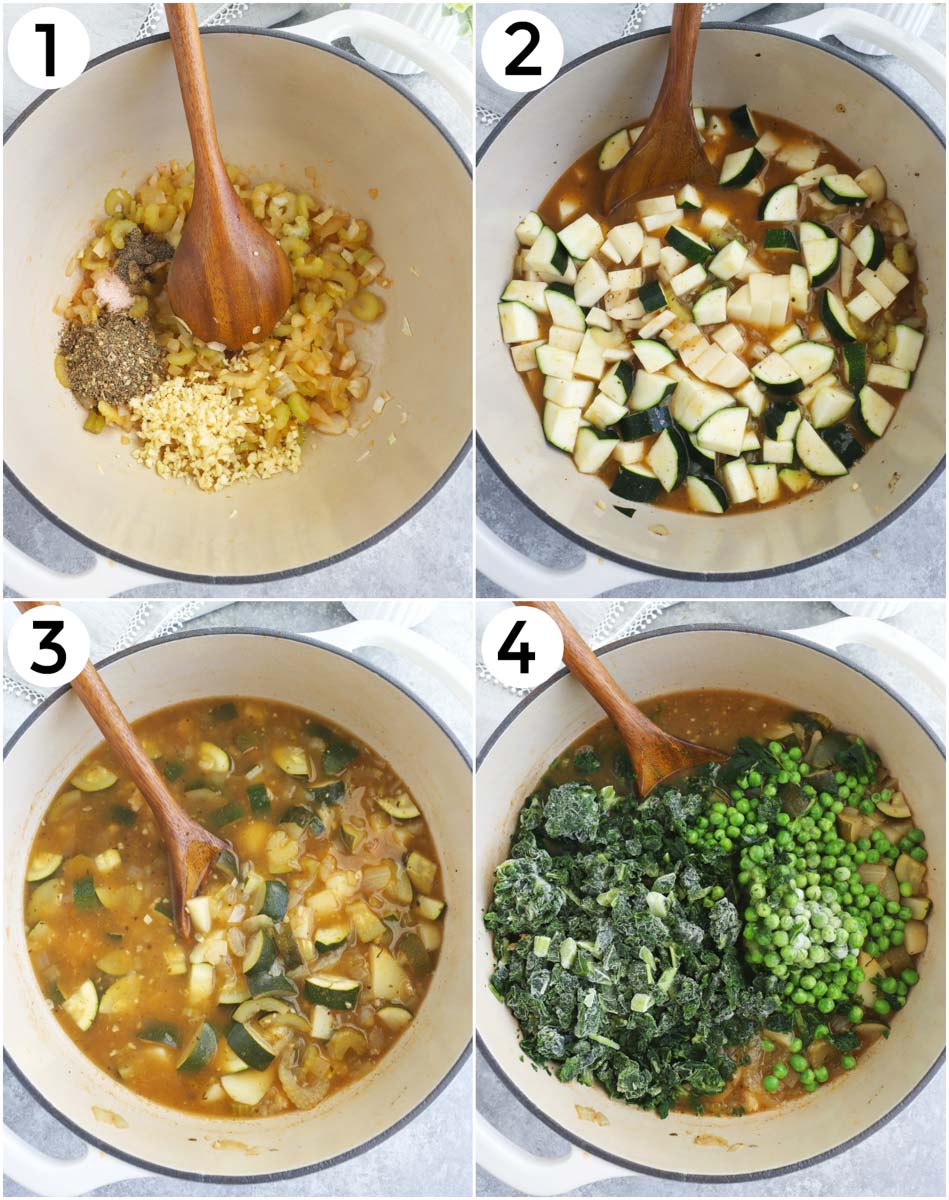 A collage of photos showing how to make the recipe in 4 easy steps. 