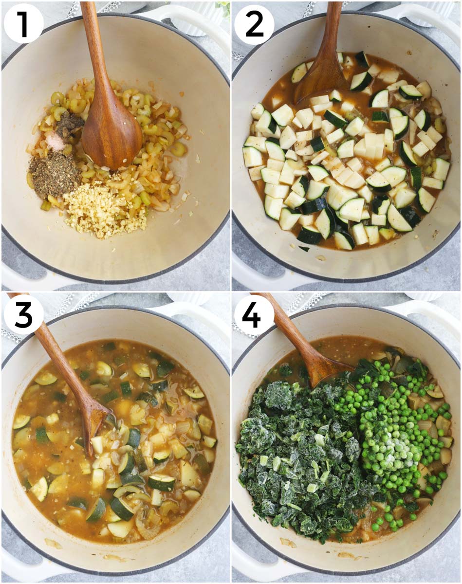 A collage of photos showing how to make the recipe in 4 easy steps.