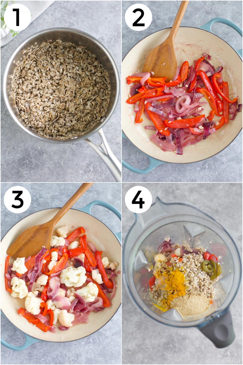 A collage of pictures showing how to make the recipe in 4 easy steps.